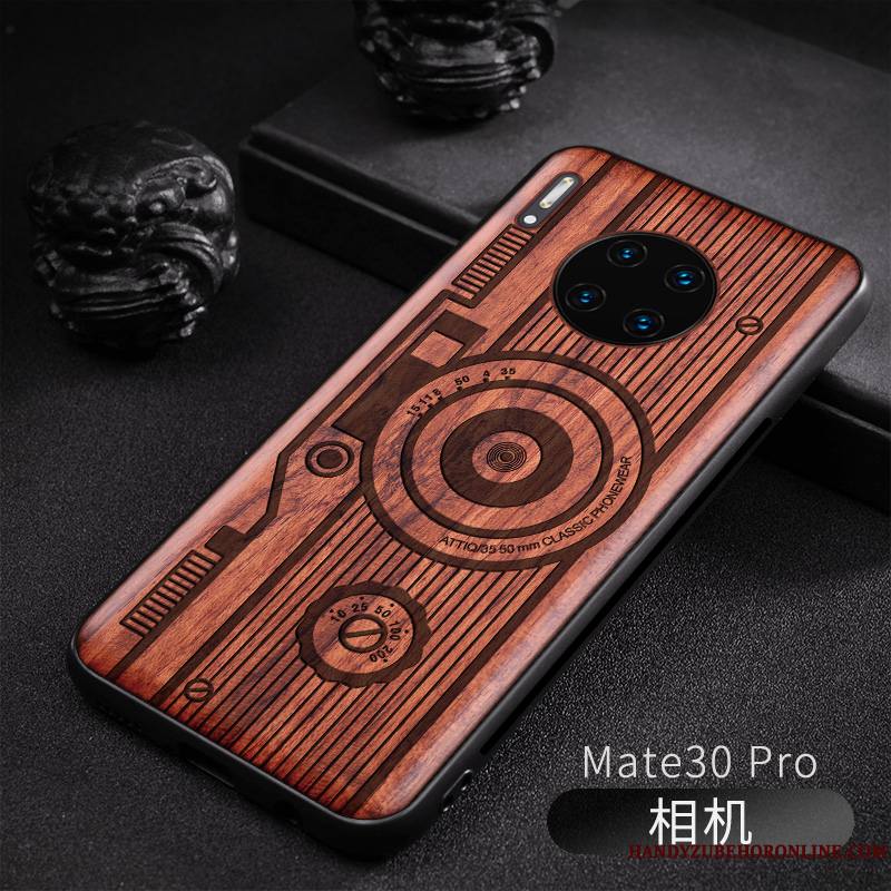 Huawei Mate 30 Pro Original Protection Nouveau En Bois Gaufrage Coque De Téléphone Tout Compris