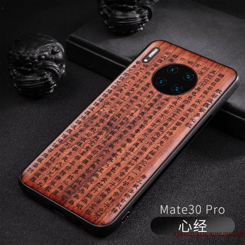 Huawei Mate 30 Pro Original Protection Nouveau En Bois Gaufrage Coque De Téléphone Tout Compris