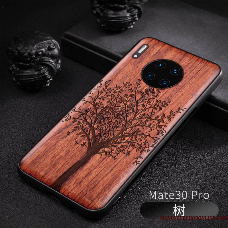 Huawei Mate 30 Pro Original Protection Nouveau En Bois Gaufrage Coque De Téléphone Tout Compris