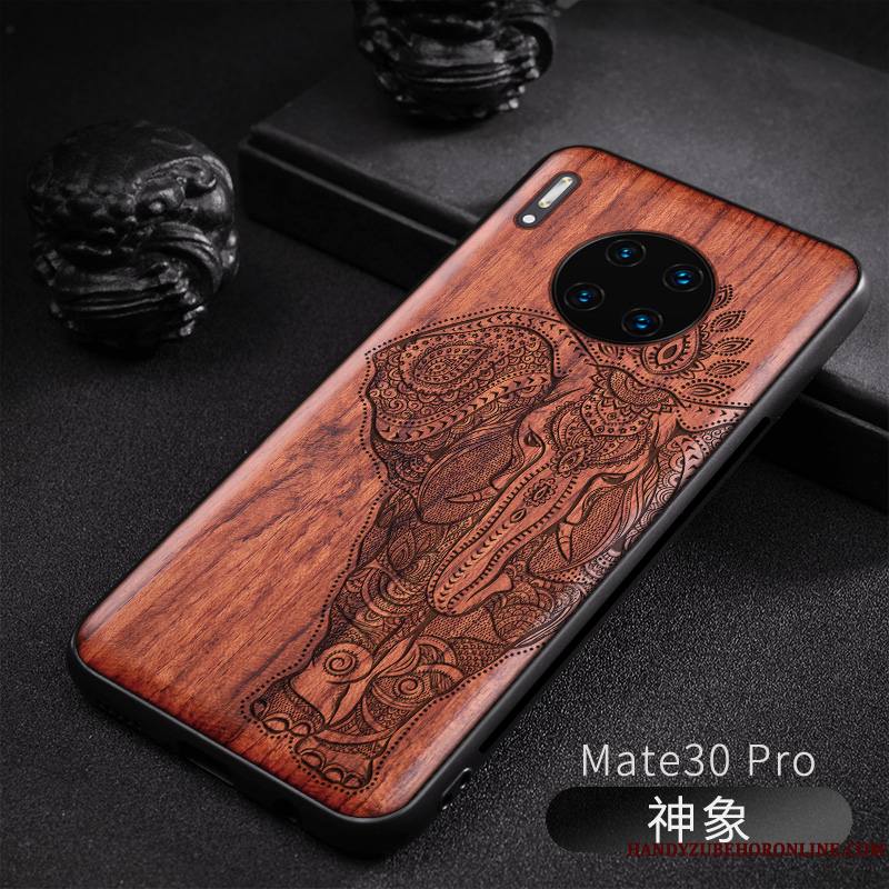 Huawei Mate 30 Pro Original Protection Nouveau En Bois Gaufrage Coque De Téléphone Tout Compris