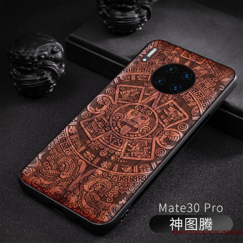 Huawei Mate 30 Pro Original Protection Nouveau En Bois Gaufrage Coque De Téléphone Tout Compris