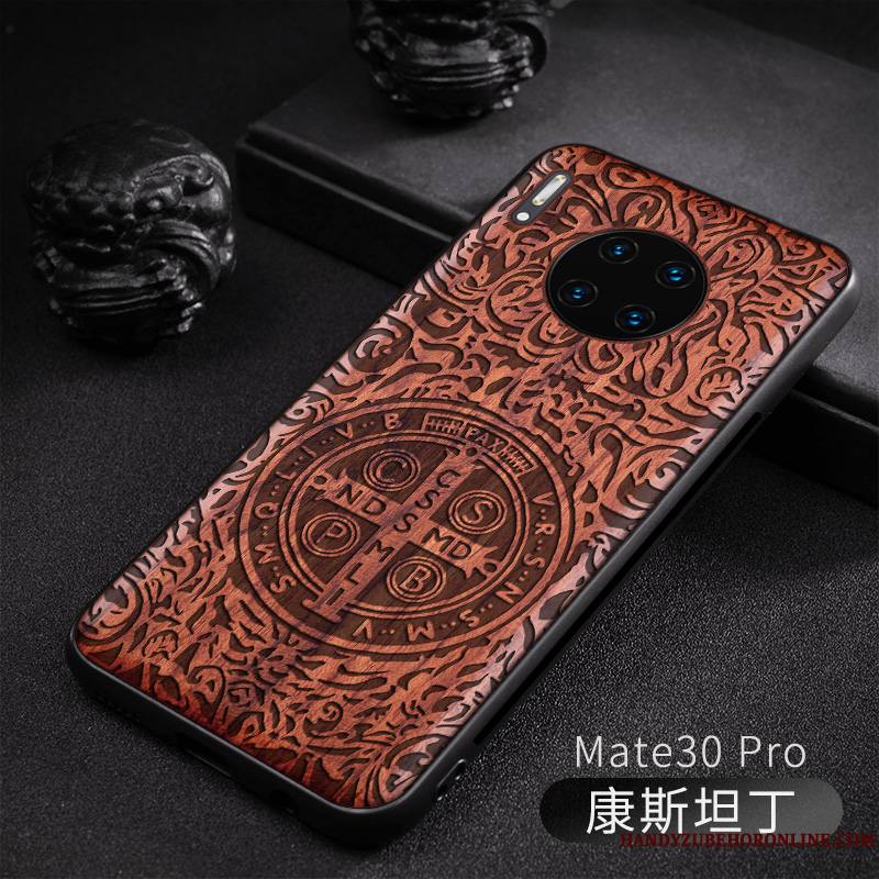 Huawei Mate 30 Pro Original Protection Nouveau En Bois Gaufrage Coque De Téléphone Tout Compris