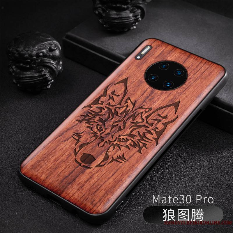 Huawei Mate 30 Pro Original Protection Nouveau En Bois Gaufrage Coque De Téléphone Tout Compris