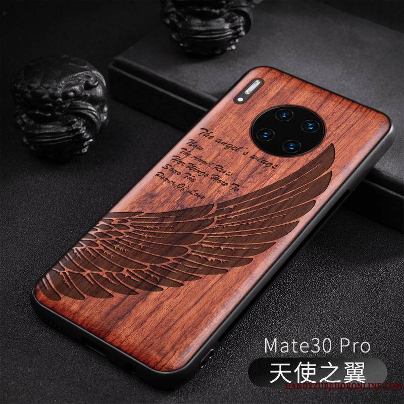 Huawei Mate 30 Pro Original Protection Nouveau En Bois Gaufrage Coque De Téléphone Tout Compris