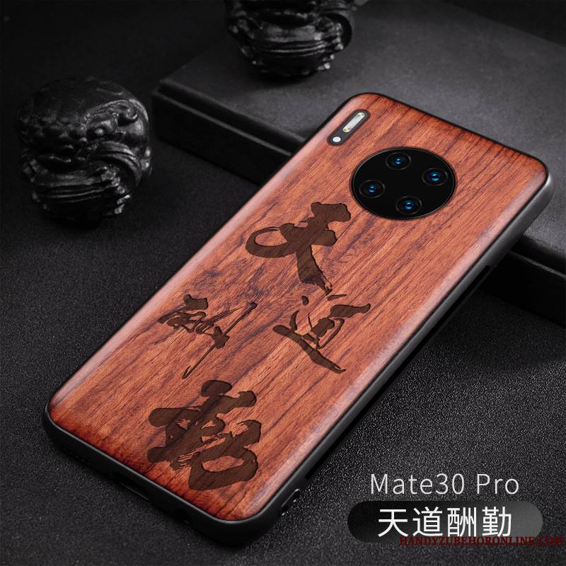 Huawei Mate 30 Pro Original Protection Nouveau En Bois Gaufrage Coque De Téléphone Tout Compris