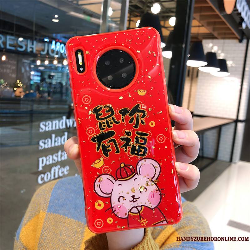 Huawei Mate 30 Pro Personnalité Coque De Téléphone Marque De Tendance Nouveau Grand Silicone Rouge