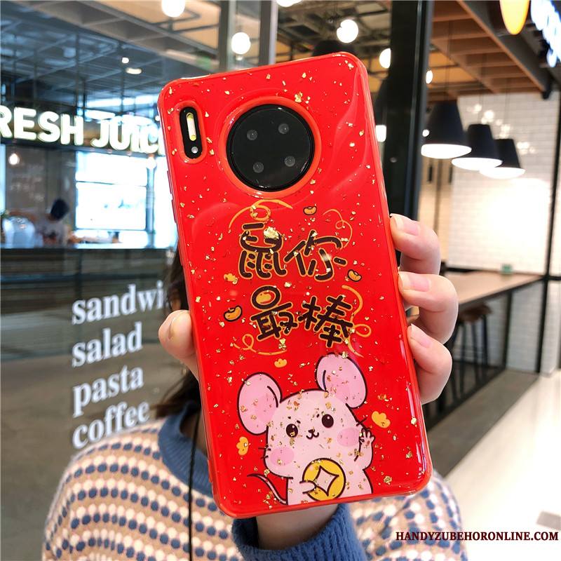 Huawei Mate 30 Pro Personnalité Coque De Téléphone Marque De Tendance Nouveau Grand Silicone Rouge