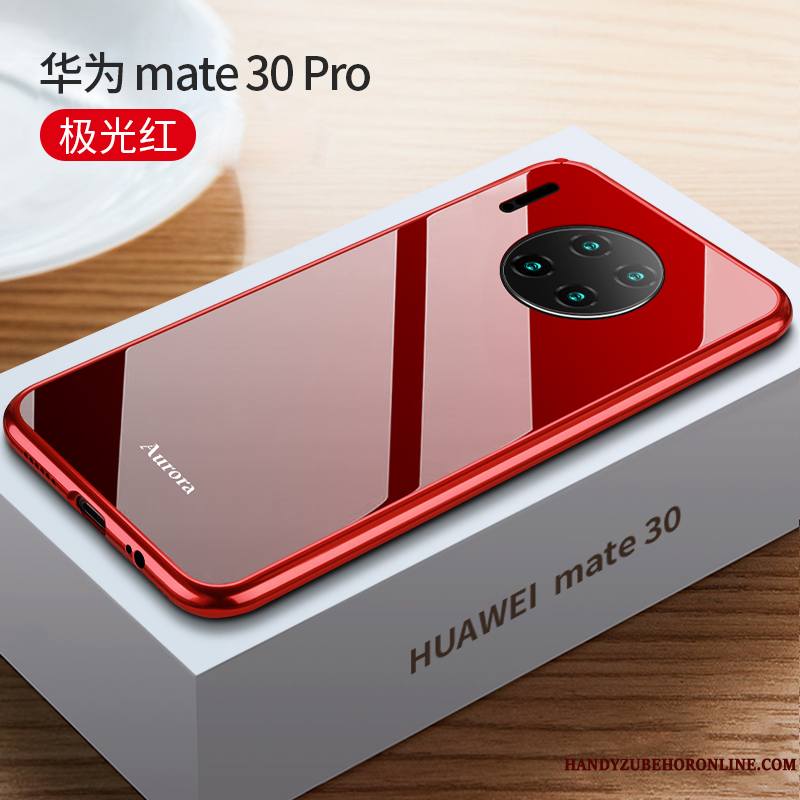 Huawei Mate 30 Pro Verre Métal Noir Incassable Net Rouge Tout Compris Coque De Téléphone