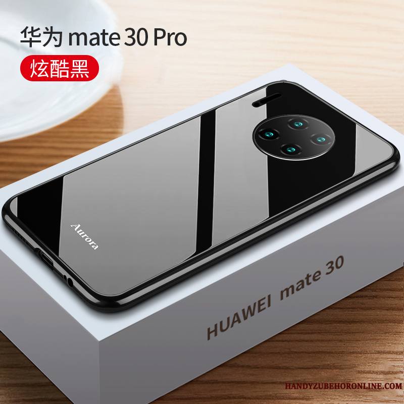 Huawei Mate 30 Pro Verre Métal Noir Incassable Net Rouge Tout Compris Coque De Téléphone