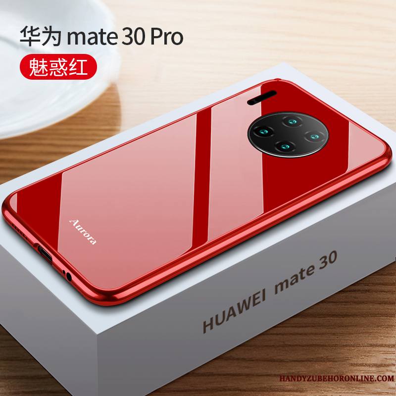 Huawei Mate 30 Pro Verre Métal Noir Incassable Net Rouge Tout Compris Coque De Téléphone