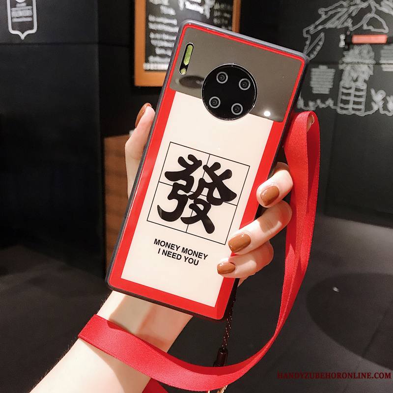 Huawei Mate 30 Rouge Verre Coque De Téléphone Style Chinois Nouveau Ornements Suspendus