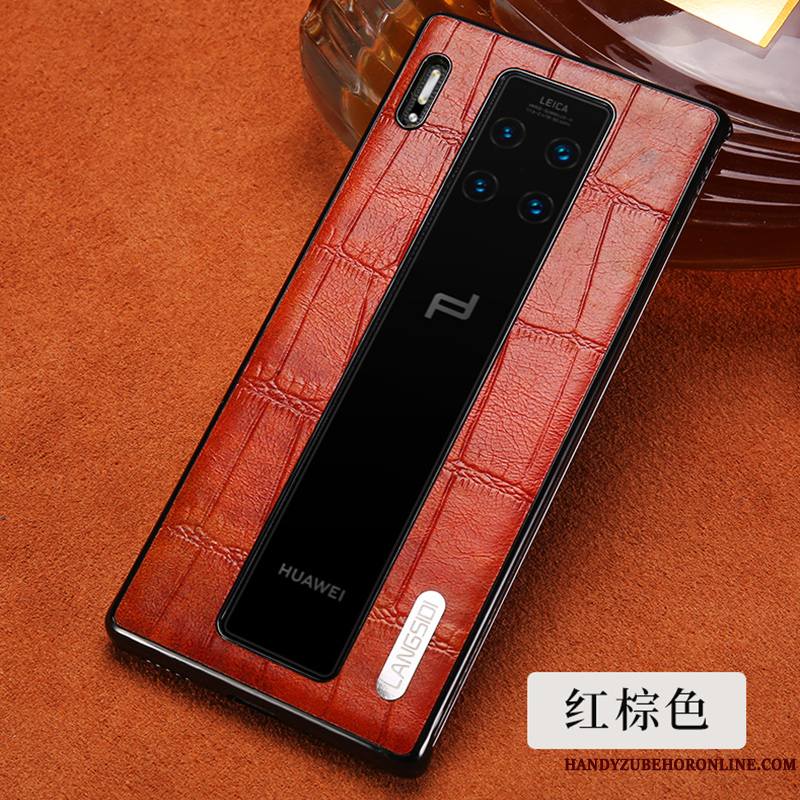 Huawei Mate 30 Rs Personnalisé Tout Compris Incassable Cuir Véritable Business Coque De Téléphone Luxe