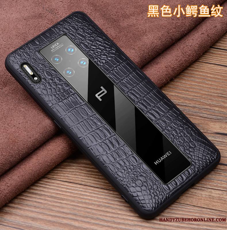 Huawei Mate 30 Rs Étui Housse Coque De Téléphone Luxe Étui En Cuir Cuir Véritable Noir