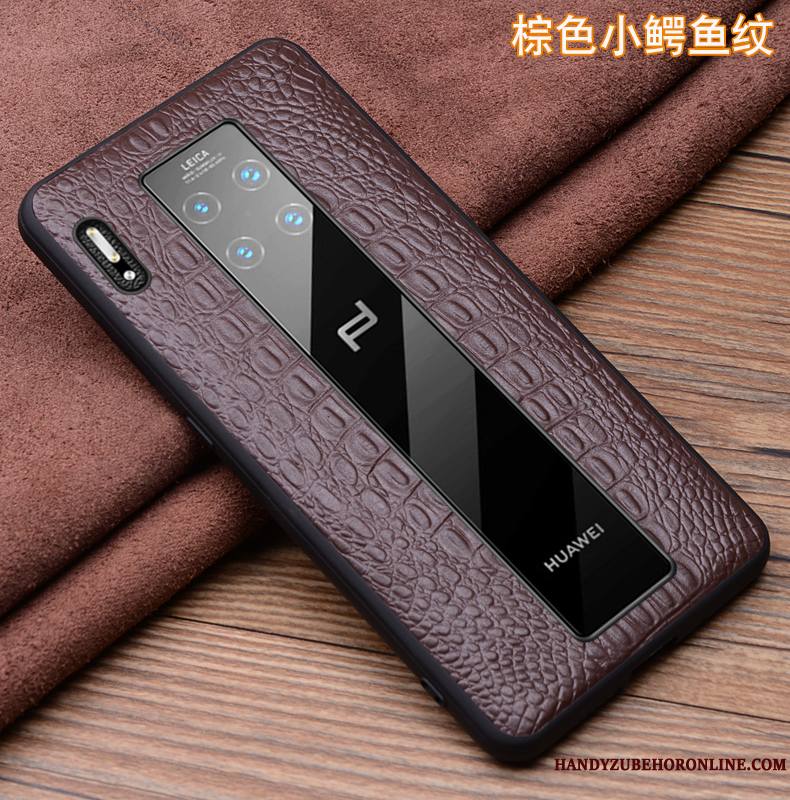 Huawei Mate 30 Rs Étui Housse Coque De Téléphone Luxe Étui En Cuir Cuir Véritable Noir