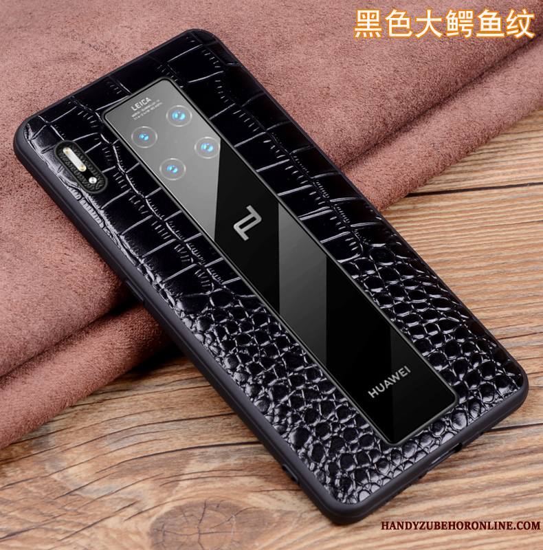 Huawei Mate 30 Rs Étui Housse Coque De Téléphone Luxe Étui En Cuir Cuir Véritable Noir