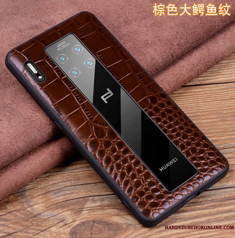 Huawei Mate 30 Rs Étui Housse Coque De Téléphone Luxe Étui En Cuir Cuir Véritable Noir