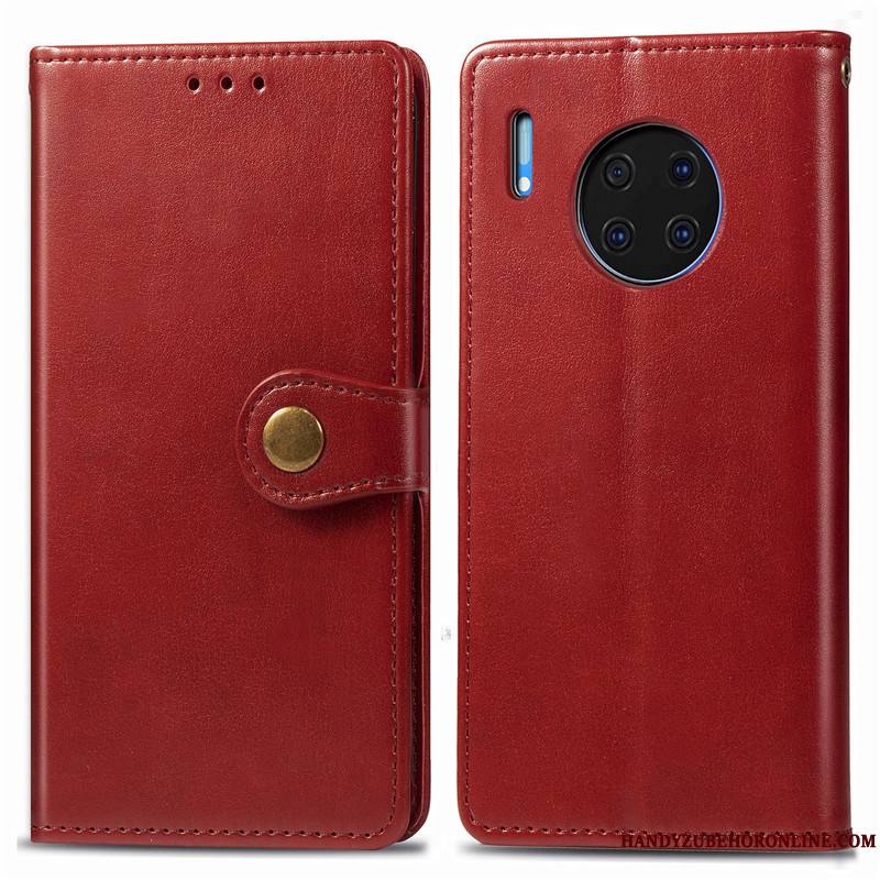 Huawei Mate 30 Étui En Cuir Ornements Suspendus Similicuir Coque De Téléphone Simple Rouge Business