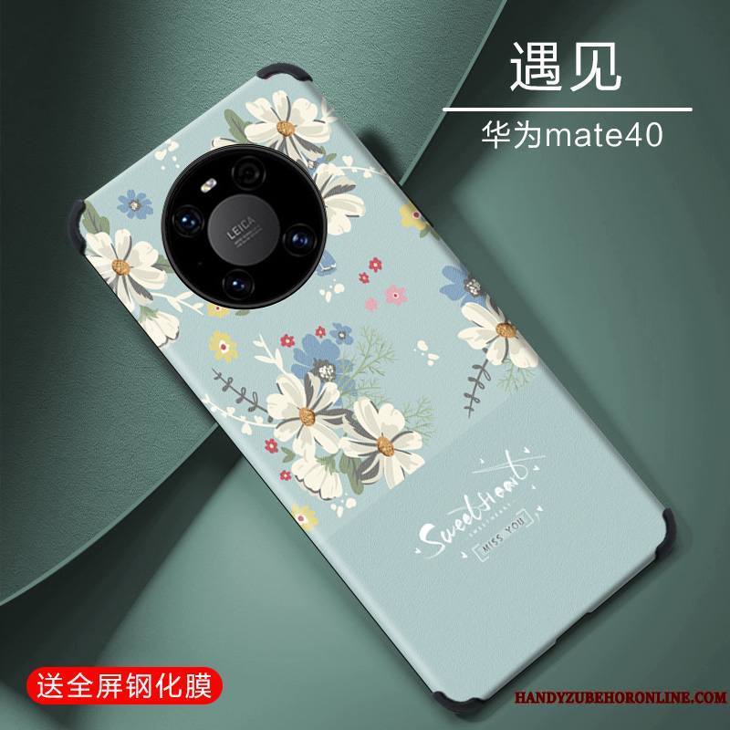 Huawei Mate 40 Bleu Coque De Téléphone Silicone Simple Personnalité Charmant Gaufrage