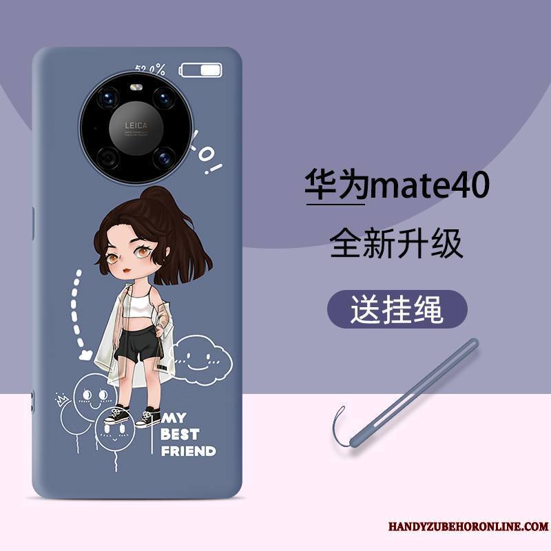 Huawei Mate 40 Coque Charmant Créatif Personnalité Protection Bleu Dessin Animé Silicone