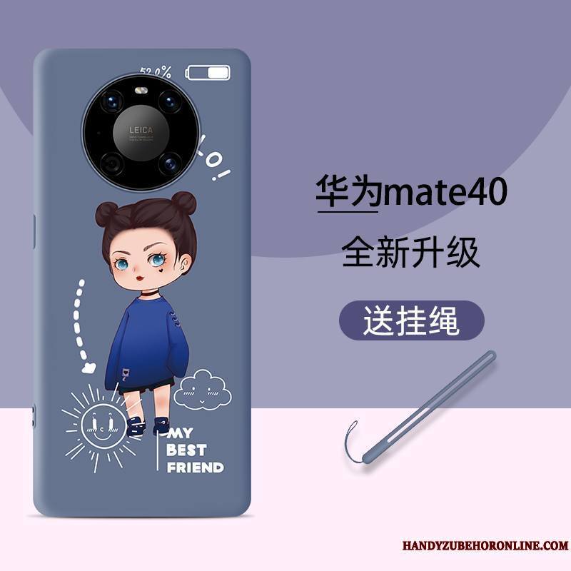 Huawei Mate 40 Coque Charmant Créatif Personnalité Protection Bleu Dessin Animé Silicone