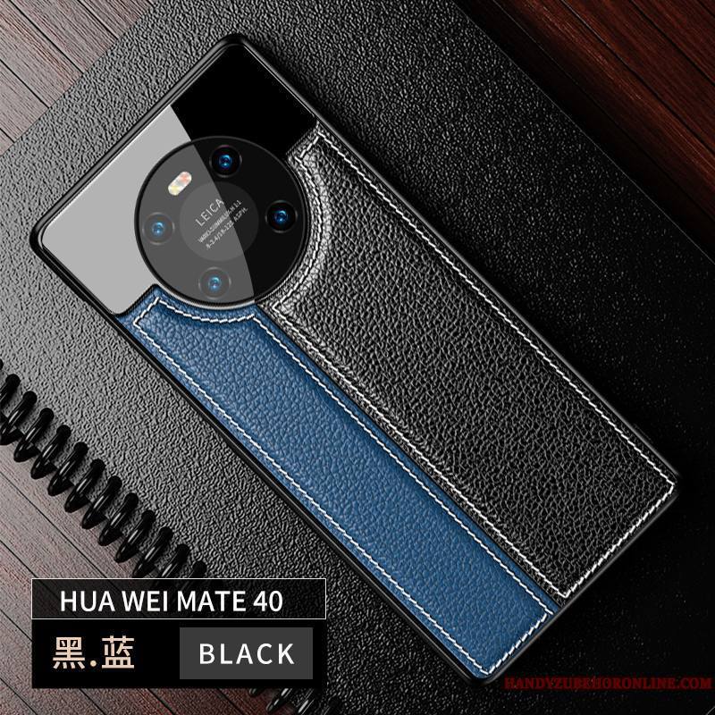 Huawei Mate 40 Coque De Téléphone Noir Miroir Luxe Personnalité Cuir Modèle Fleurie
