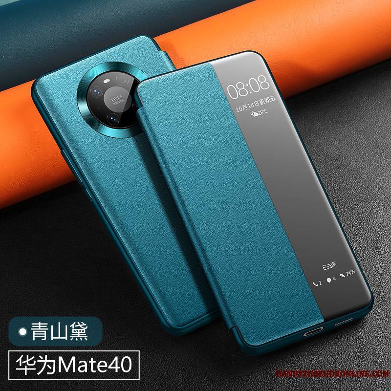 Huawei Mate 40 Incassable Cuir Véritable Coque De Téléphone Protection Nouveau Vert Tout Compris