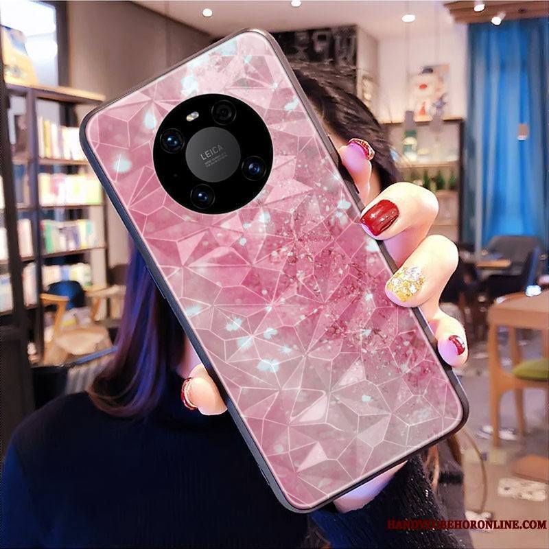 Huawei Mate 40 Modèle Fleurie Losange Violet Coque Tendance Net Rouge De Téléphone