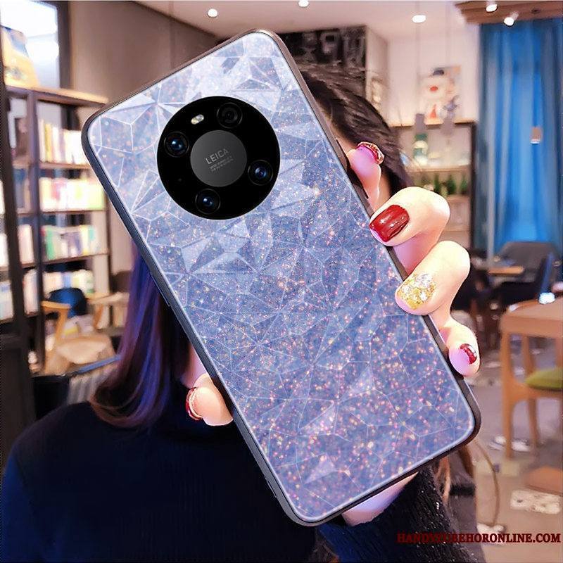 Huawei Mate 40 Modèle Fleurie Losange Violet Coque Tendance Net Rouge De Téléphone