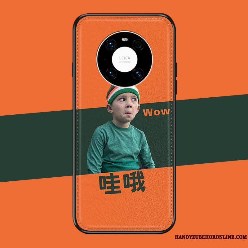 Huawei Mate 40 Pro Coque Chat Personnalité Étui Créatif Orange Protection Incassable