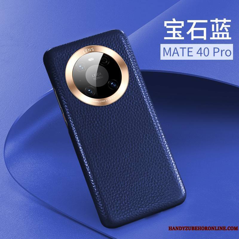 Huawei Mate 40 Pro Coque De Téléphone Protection Cuir Véritable Luxe Nouveau Rouge Incassable
