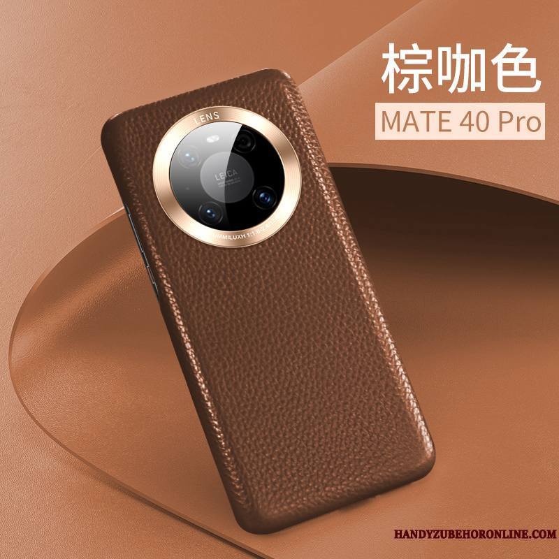 Huawei Mate 40 Pro Coque De Téléphone Protection Cuir Véritable Luxe Nouveau Rouge Incassable