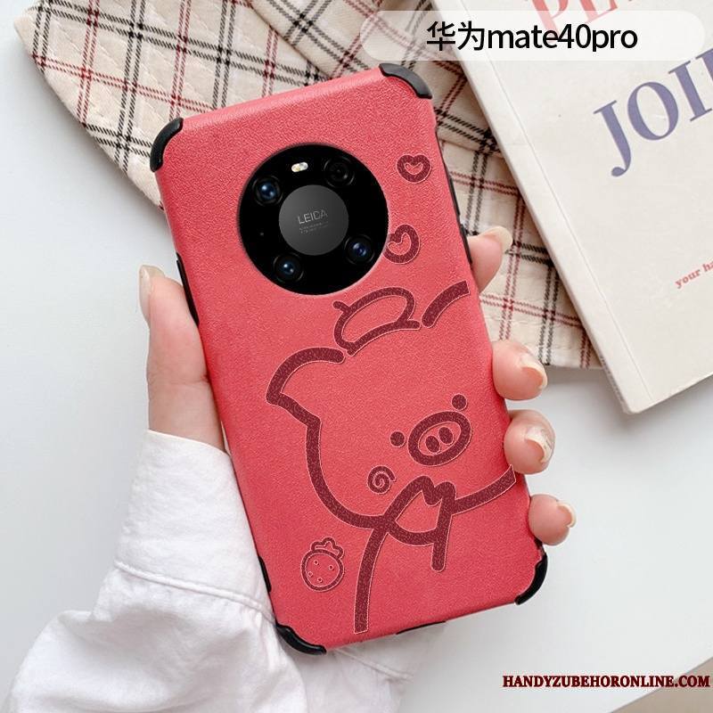 Huawei Mate 40 Pro Coque Modèle Fleurie Créatif Fluide Doux Soie Mulberry Gaufrage Dessin Animé Étui