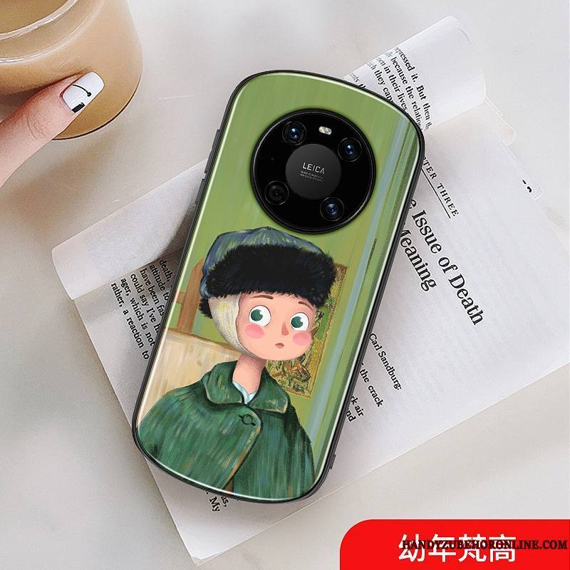 Huawei Mate 40 Pro Coque Rond Net Rouge Charmant Dessin Animé Marque De Tendance Amoureux Verre