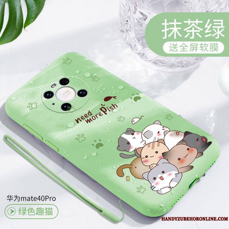 Huawei Mate 40 Pro Coque Vert Dessin Animé Personnalité Téléphone Portable Silicone Charmant Nouveau