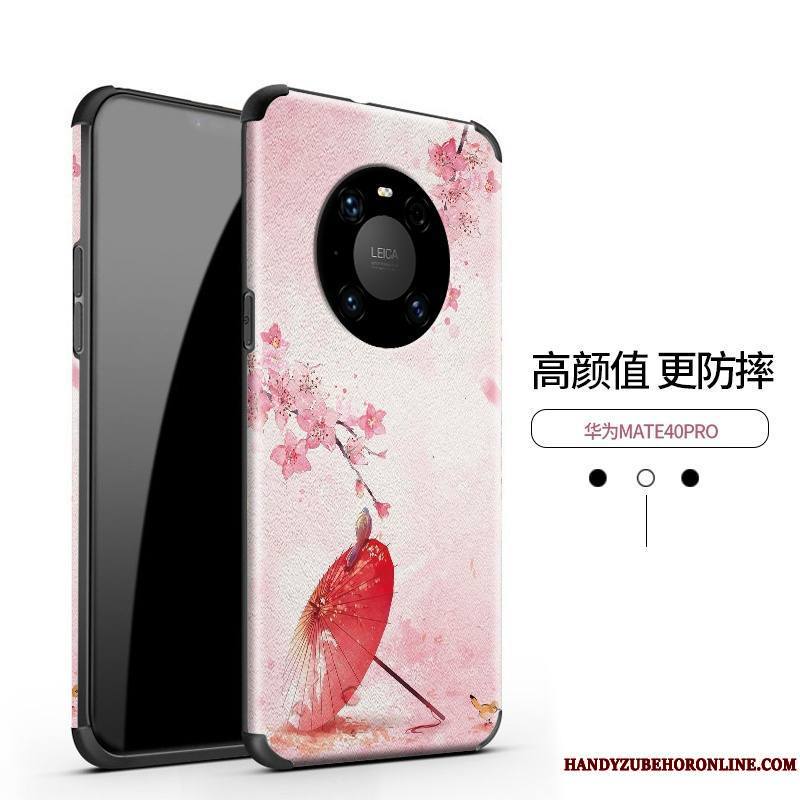 Huawei Mate 40 Pro Coque Vintage Modèle Fleurie Incassable Silicone Protection Nouveau Cuir