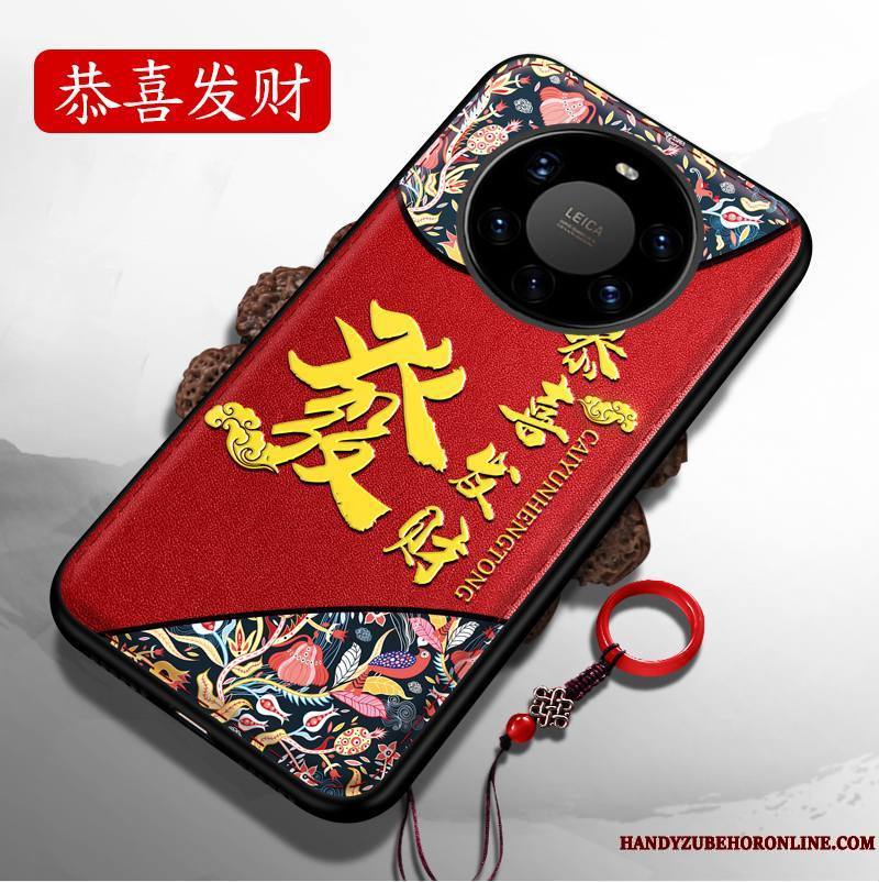 Huawei Mate 40 Pro+ Gaufrage Net Rouge Tout Compris Coque De Téléphone Silicone Nouveau Fluide Doux