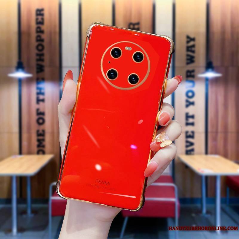 Huawei Mate 40 Pro Protection Tout Compris Coque De Téléphone Net Rouge Personnalité Étui Silicone