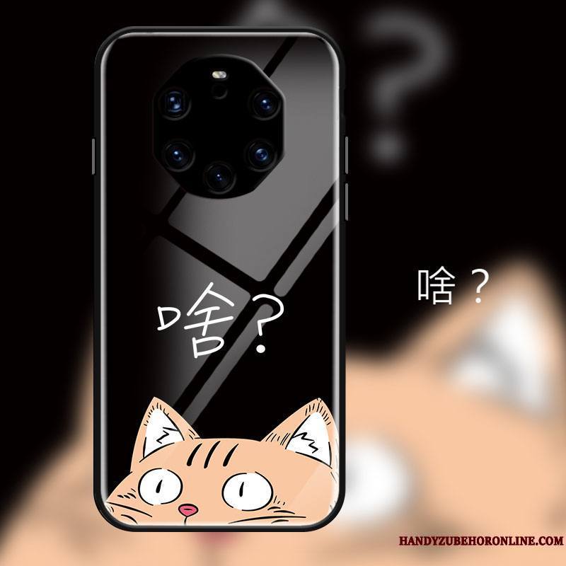 Huawei Mate 40 Rs Coque De Téléphone Charmant Amoureux Verre Étui Chat Miroir