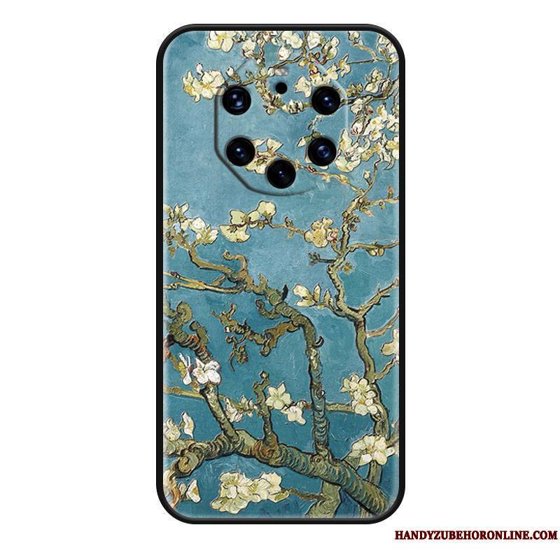 Huawei Mate 40 Rs Fluide Doux Peinture À L'huile Coque De Téléphone Incassable Étui Vert Protection