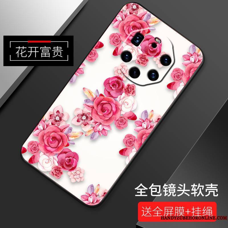 Huawei Mate 40 Rs Incassable Rose Simple Fluide Doux Tout Compris Coque De Téléphone Délavé En Daim