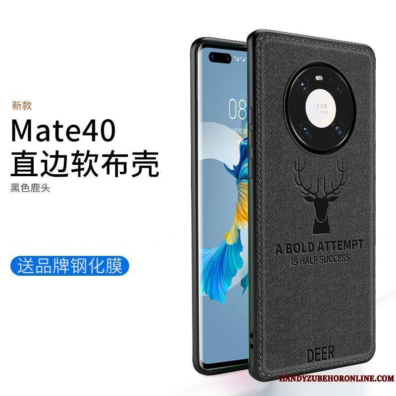 Huawei Mate 40 Étui Tissu Silicone Modèle Fleurie Tout Compris Coque De Téléphone Gris