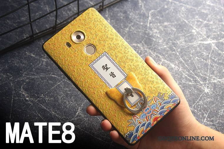 Huawei Mate 8 Coque De Téléphone Gaufrage Étui Jaune Personnalité Protection Incassable