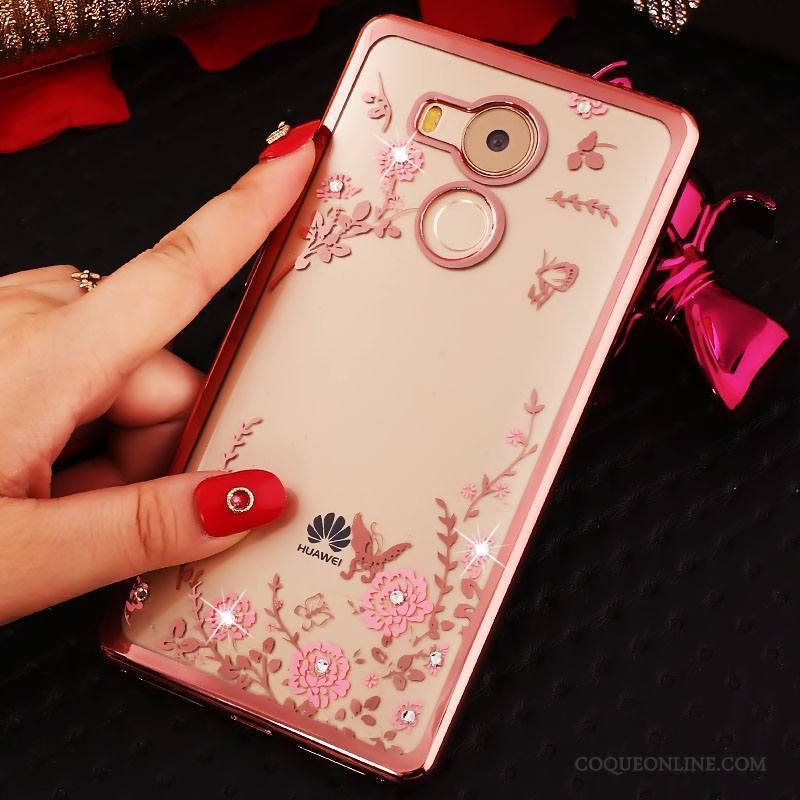 Huawei Mate 8 Coque Personnalité Créatif Strass Tout Compris Silicone Rose Anneau