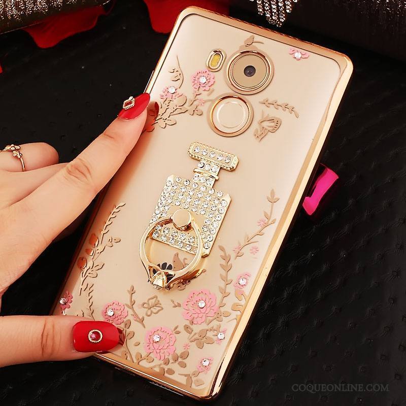 Huawei Mate 8 Coque Personnalité Créatif Strass Tout Compris Silicone Rose Anneau