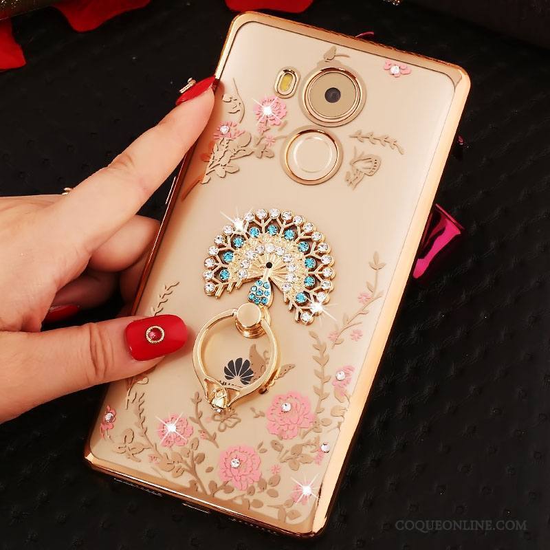 Huawei Mate 8 Coque Personnalité Créatif Strass Tout Compris Silicone Rose Anneau