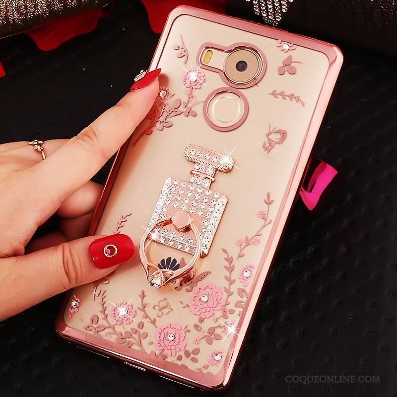 Huawei Mate 8 Coque Personnalité Créatif Strass Tout Compris Silicone Rose Anneau