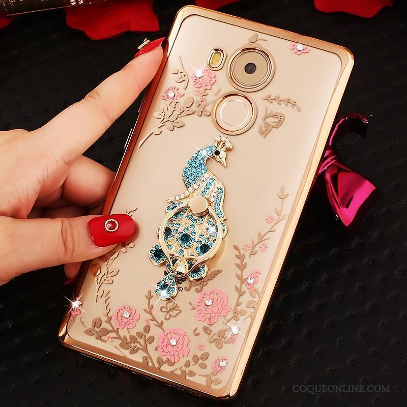 Huawei Mate 8 Coque Personnalité Créatif Strass Tout Compris Silicone Rose Anneau