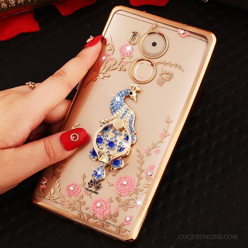 Huawei Mate 8 Coque Personnalité Créatif Strass Tout Compris Silicone Rose Anneau