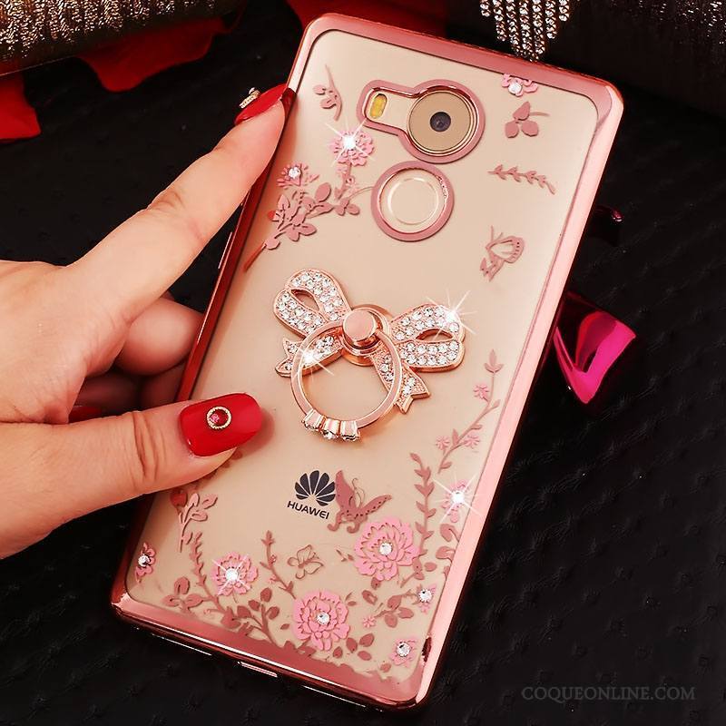 Huawei Mate 8 Coque Personnalité Créatif Strass Tout Compris Silicone Rose Anneau