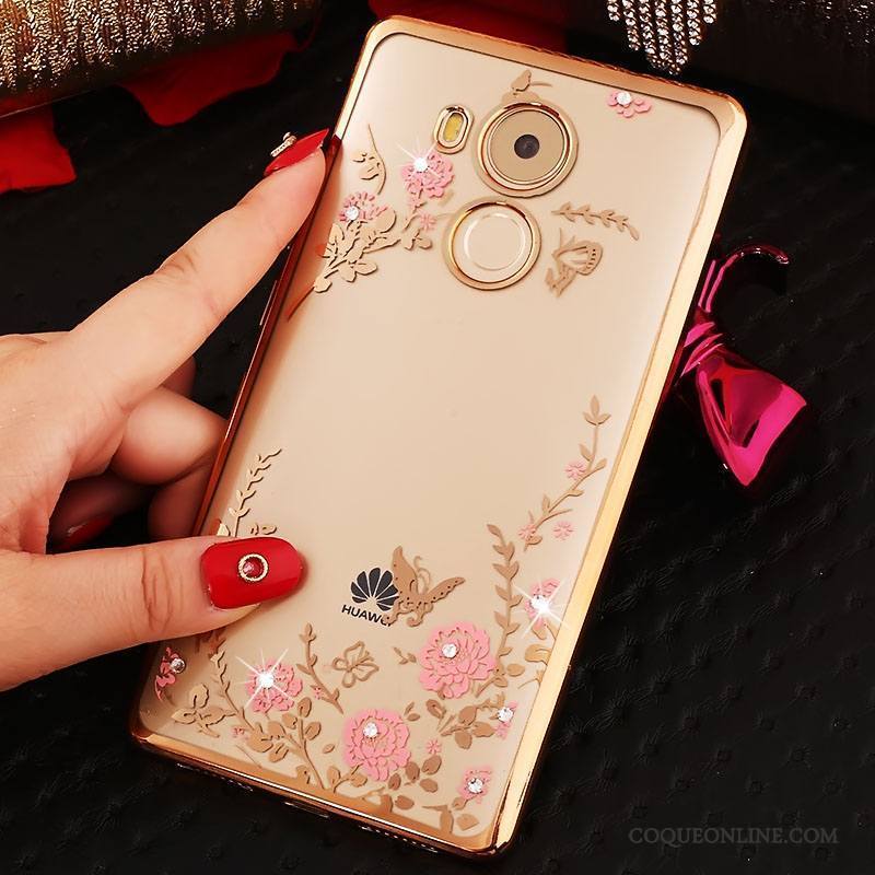 Huawei Mate 8 Coque Personnalité Créatif Strass Tout Compris Silicone Rose Anneau